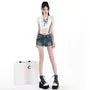 Mid Rise Washed Denim Shorts