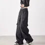 Mid Rise Washed Baggy Cargo Jeans