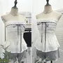 Strapless Lace Trim Flowy Tube Top