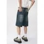 Mid Rise Washed Denim Shorts