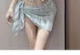 Set: Ribbon Front Tankini Top + Bottom + Cover-Up Skirt