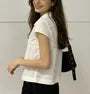 Short Sleeve V-Neck Plain Loose-Fit Shirt