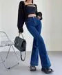 High Waist Washed Flared Jeans