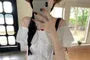 Short-Sleeve Off-Shoulder Plain Layered Ruffle Button-Up Crop Blouse