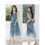 Sleeveless Round Neck Plain Belted Midi A-Line Dress