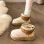 Platform Fleece-Lined faux Suede Ankle Snow Boots