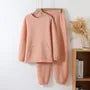 Pajama Set: Crew Neck Houndstooth Sweatshirt + Elastic Waist Straight Leg Pants
