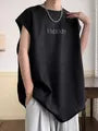 Sleeveless Crew Neck Embossed T-Shirt