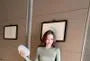 Set: Long-Sleeve Cropped T-Shirt + High Waist Midi Pencil Skirt