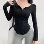 Long-Sleeve Henley Plain Quick Dry T-Shirt