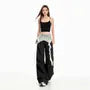 Mid Rise Lace Skirt Overlay Wide Leg Cargo Pants (Various Designs)