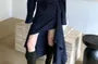 Long Sleeve Collared Pinstriped Shirt / Necktie / Low Rise High-Low Mini Pencil Skirt / Set