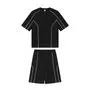 Set: Short-Sleeve Round Neck Two Tone T-Shirt + Drawstring Waist Sweat Shorts