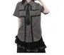 Collared Striped Studded Panel Shirt / Elastic Waist Plain Hook And Eye Ruffle A-Line Skirt / Necktie (Various Designs)