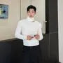 Long-Sleeve Turtleneck Plain Cutout T-Shirt