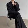 V-Neck Plain Concealed Button Tie-Waist Blazer