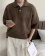 Short-Sleeve Plain Knit Polo Shirt