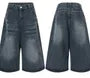 Mid Rise Washed Wide Leg Jorts