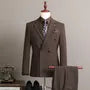 Set: Striped Double Breasted Blazer + Dress Pants + Vest