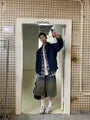 Mid Rise Washed Wide Leg Denim Shorts