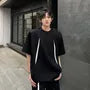 Set: Short-Sleeve Round Neck Two Tone T-Shirt + Drawstring Waist Sweat Shorts