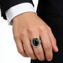 Oval Faux Gemstone Embossed Alloy Ring