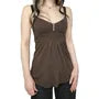 V-Neck Button Detail Plain Open-Back A-Line Camisole Top