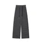 Drawstring Waist Striped Wide Leg Sweatpants