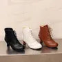 Brogue Lace-Up Kitten Heel Short Boots
