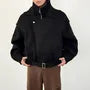 Stand Collar Zip-Up Plain Jacket