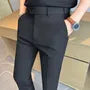 Mid Rise Striped Straight Leg Dress Pants