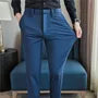 Mid Rise Plain Cropped Slim Fit Dress Pants