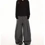 Low Rise Pinstriped Pleated Baggy Dress Pants