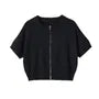 Short-Sleeve Round Neck Plain Zip Cardigan