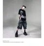 Mid Rise Patchwork Fringed Washed Wide Leg Jorts