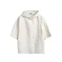 Elbow-Sleeve Plain Hooded Ruched Top