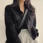 Plain Corduroy Loose-Fit Crop Shirt