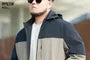 Plus Size Hooded Two Tone Zip Jacket