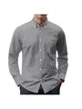 Long-Sleeve Plain Button-Up Shirt