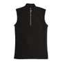 Sleeveless Plain Ribbed Half-Zip High Neck Top