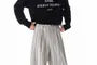 Mid Waist Striped Loose Fit Wide Leg Dress Pants