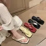 Wedge Heel Square Toe Thong Sandals