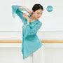 Flared-Sleeve Plain Asymmetrical Dance Top