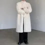 Stand Collar Plain Fluffy Button-Up Long Coat