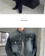 Stand Collar Washed Button-Up Denim Crop Jacket