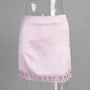 High Waist Lace Trim Satin Mini Skirt