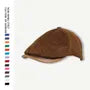 Faux Leather Brim Corduroy Flat Cap
