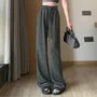Drawstring Waist Striped Wide Leg Sweatpants