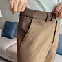Mid Rise Striped Straight Leg Dress Pants