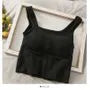 Square-Neck Plain Slim-Fit Cropped Tank Top